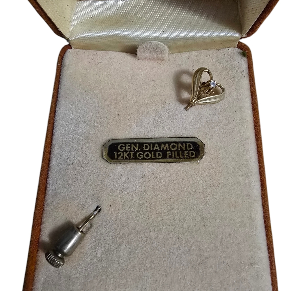 Vintage Trubrite Genuine Diamond 14K Gold-filled Heart Hat Pin